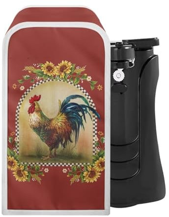 Annejudy Apriscatole elettrico, protezione antimacchia, lavabile in lavatrice, adatto per la maggior parte degli apriscatole automatici elettrici, motivo gallo e girasole