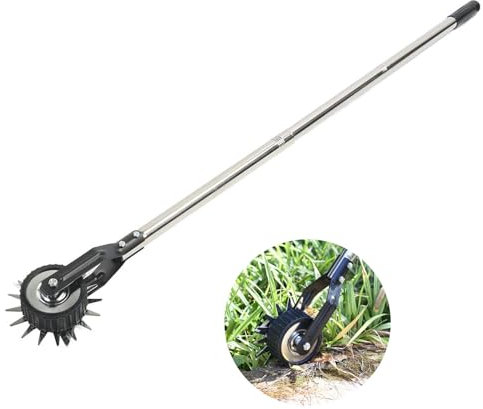 Yechiry Rotary Lawn Edger, Hand Manual Lawn Edger Manganese Stainless Steel Lawn Edging Cutter with Anti Slip Handle Wheel Rotary Trimmer Grass Edger for Yard, Garden, Landscape,