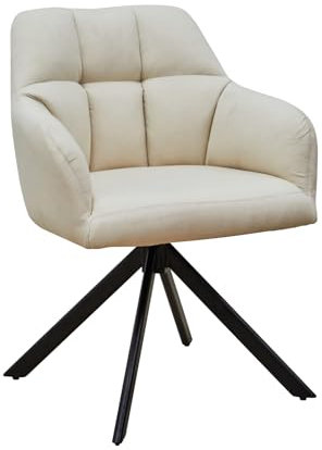 SVITA SORA Esszimmerstuhl drehbar Polsterstuhl Drehsessel gepolsterte Sitzfläche mit Armlehnen Stoffbezug Beige