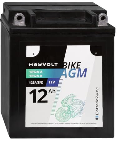 HeyVolt BIKE AGM Motorradbatterie YB12A-A YB12A-B 12V 12Ah
