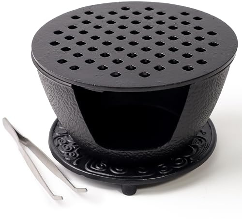 BEYLAB Porte-encens en fonte avec couvercle, support polyvalent pour tous les bâtons d'encens, cônes d'encens, résines, décor Zen japonais traditionnel pour l'aromathérapie et la pleine conscience