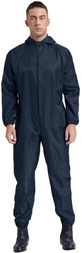 Riismen Tuta Intera da Lavoro Uomo Tuta Meccanico Protettiva con Cerniera e Cappuccio Abbigliamento Protettiva Lavabile e Riutilizzabile Antistatica Coverall Blu scuro 3XL