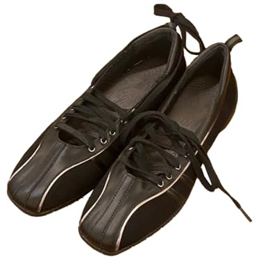 Women's Ballet Sneakers Comfortable Leather Mary Jane Lace Up Platform Ballerina Flats Shoe 2025 Casual Walking Footwear (Black,7)