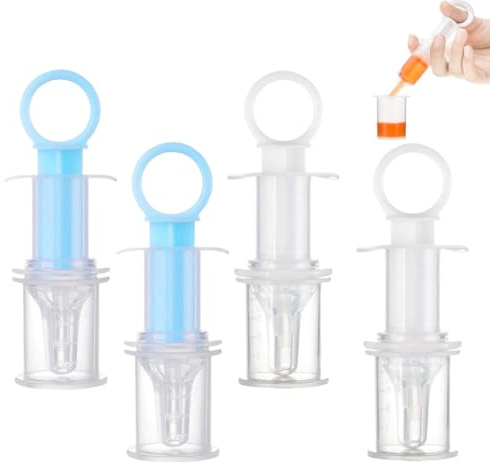 Dispensador de Líquidos de Bebés, 4 Piezas Jeringas de Alimentación Oral de Bebés, Para Bebés Recién Nacidos (Azul y Blanca)