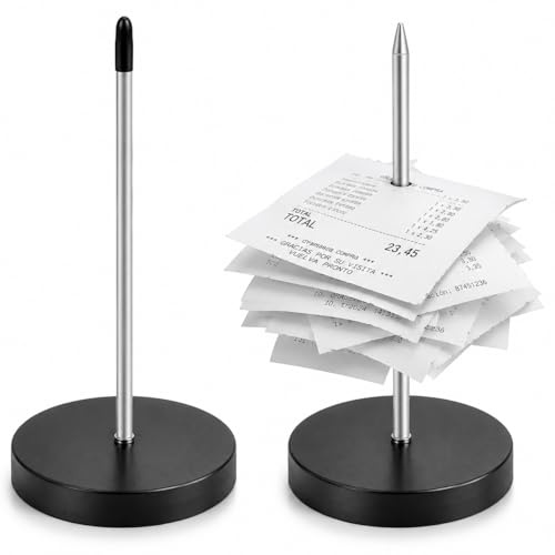 KROWN - Pincho para Notas de Acero Inoxidable 2 Piezas, Soporte Para Recibos De Papel