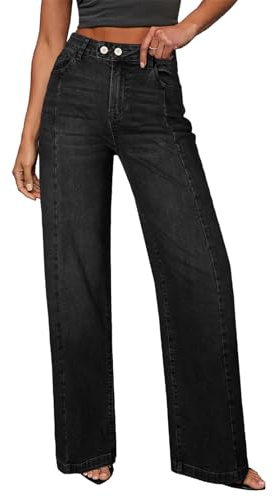 Dokotoo Women's Wide Leg Jeans High Waisted Stretchy Front Seam Denim Pants
