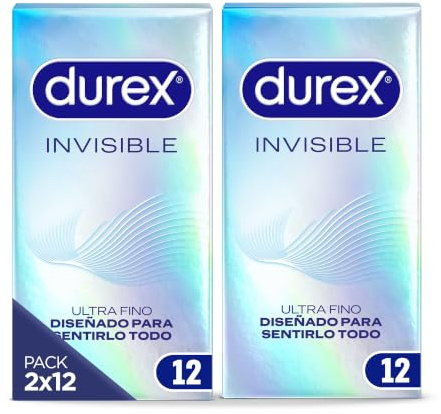 Durex Pack Ahorro Preservativos Invisible, Ultra Fino Diseñado para Maximizar Sensaciones, 24 condones (2x 12 condones)