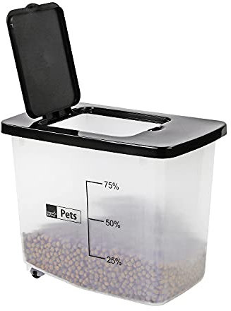 Taylor & Brown 30L/13KG Airtight Pet Food Storage Container Flip Top With Wheels Transparent Plastic Birds Pet Dog Cat Animal Dry Food Seed Dispenser Bin (Black)