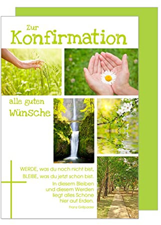 Edition Seidel Premium Glückwunschkarte zur Konfirmation mit Umschlag. Karte mit Spruch Konfirmationskarte Grusskarte Natur Wasserfall Hände Junge Mädchen (KF243 SW023)
