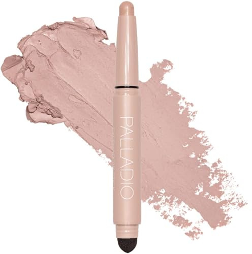 Palladio Waterproof Eyeshadow Stick with Blending Sponge, Long Lasting & Effortless Application, Smudge Free & Crease Proof Formula, Matte & Shimmer Shades, Buildable Eye Shadow (Matte Rose)