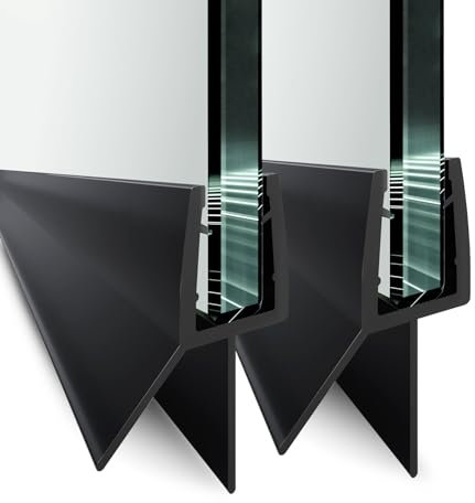 CKB - Confezione da 2 guarnizioni inferiori per box doccia, lunghezza 900 mm, per porte doccia senza cornice in vetro da 6 mm, nero