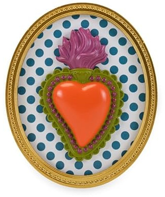 Natale Cornice ovale oro con cuore multicolor 22x18 cm, MAISON20