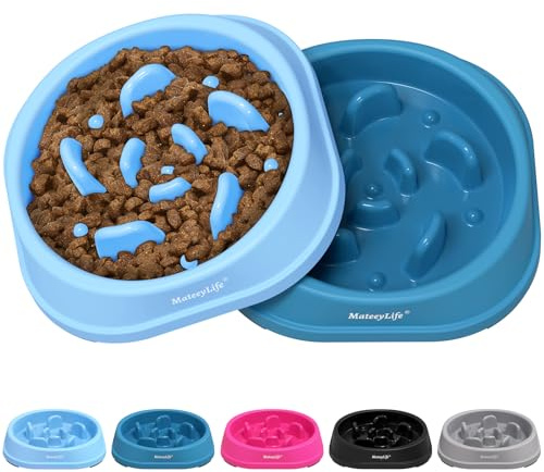 MateeyLife Small Slow Feeder Cat Bowls 2PCS, Anti-Choking Puzzle Cat Food Bowls, Anti-Slip Interactive Dog Feeding Slow Down Eating, Bloat Stop Maze Dishes Dog Feeder for Small Breeds 1 Cup