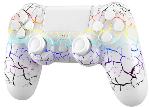 CSWXIO Wireless Controller für PS4, RGB LED Controller Kompatibel mit PS4/Slim/Pro/PC, Gamepad mit Dual Vibration, RGB-Licht, 6-Achsen, Touchpanel, Audio-Buchse