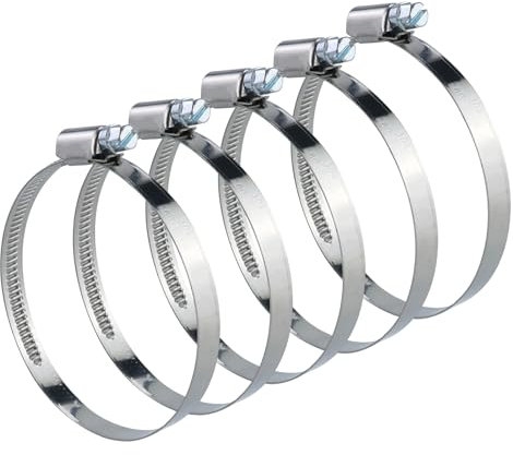 Lot de 5 colliers de serrage réglables en acier inoxydable pour tuyau d'échappement, ventilation de sèche-linge, tuyaux (60-80 mm)