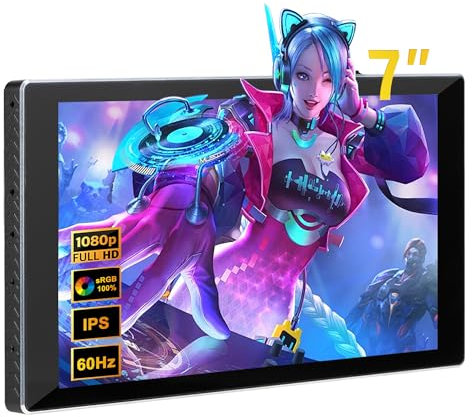 7 Zoll tragbarer Monitor Touchscreen, Mini Monitor IPS 1080P 1920 * 1080 60Hz, LCD-Display zweiter Bildschirm kleiner USB C HDMI, ultradünnes Leichtgewicht für Gaming Switch PS5 Xbox Laptop PC