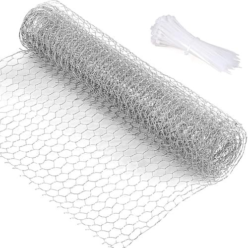 Kaninchendraht Hühnerzaun, 0.4 x5m Hasendraht Verzinkt Drahtgitter Feinmaschig für Tierzäune Handwer Ksartikel Gemüsegarten Volierendraht Sechseckiger mit 50 Kabelbindern