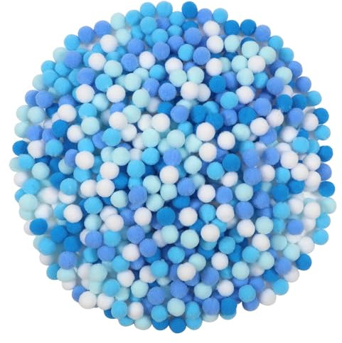 TOAOB 600 Stück Pompons 10 mm Blaue Serie Pompom Flauschigen Plüsch set Bälle Kunst Bommel für Lustige DIY Kreative Handwerk