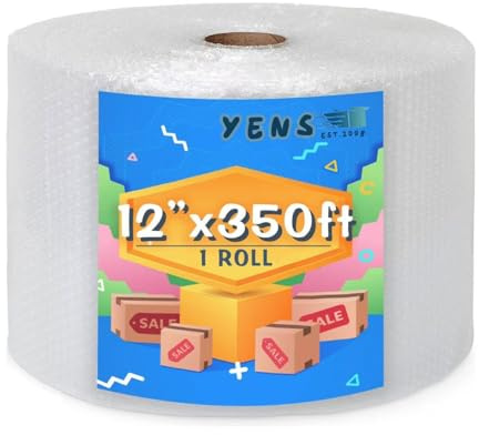 Large Recycled roll of 350 ft Small Bubble Cushioning Rolls 12 Inch Width Perforated Every 12 for Packaging, Shipping, Mailing, Moving