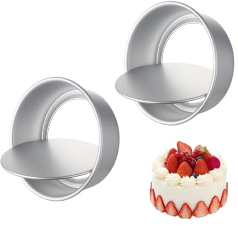 Round Cake Tins Non-Stick Deep Aluminum Round Cake Pan with Removable Base, Layer Cake Baking Tins with Removable Bottom, Deep Bakeware Moulds for Christmas, Birthday, Wedding Cake Baking (8 Inch)