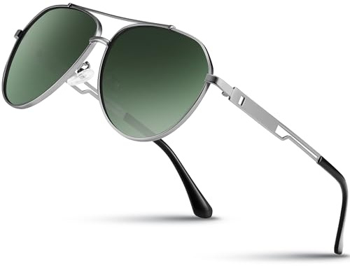 Wrimen Pilot Men's Polarized Sunglasses-Mens-Womens-Unisex-Light Metal Frame Shades-Classic Ultra-UV400 Protection for Driving,Fishing,and Outdoor Sports (Silver Frame Gradient Blue)