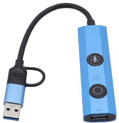 Fockety Estación de Acoplamiento para portátiles con IA, concentrador USB 3.0 de 5 en 1 y 3 Puertos, Compatible con transcripción y traducción de Voz, para Oficina en casa