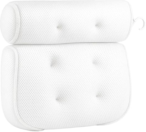 Bath Pillows for Head and Neck, Waterproof Bath Cushion with 6 Suction Cups, Soft Bathtub Pillow for Relaxing Bath, Fits Most Bathtubs (33x30x8.5 cm)