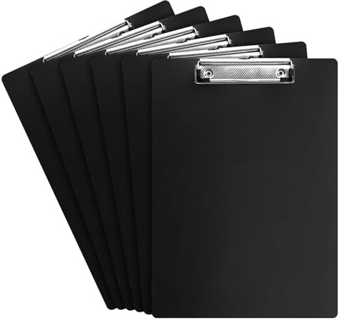 6 Pezzi Portablocco A4, Portablocchi in Plastica Con Ganci Retrattili, Cartelline Portadocumenti com clip in gomma, Porta Fogli A4 da Scrivania per Appunti, Moduli, Documenti, Disegni