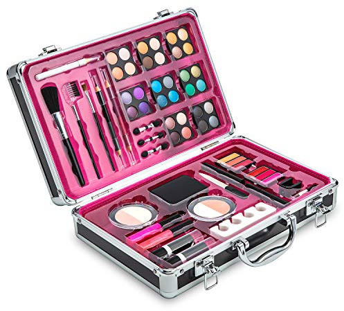 Vokai Makeup Kit Set - 32 Eye Shadows 6 Lip Glosses 2 Lip Gloss Wands 2 Lipsticks 1 Face Powder Duo 1 Blush Powder Duo 1 Mascara - Case with Carrying Handle