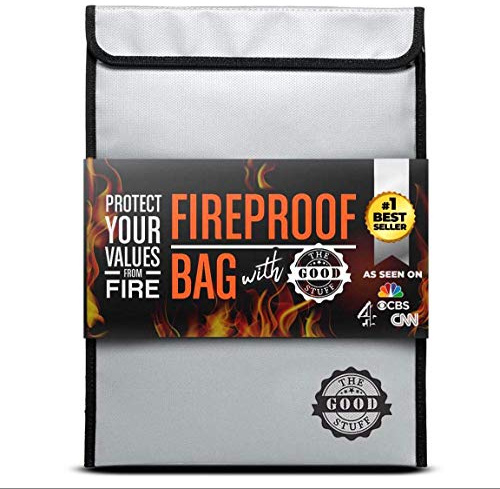 Fireproof Document Bag Legal Size: 15 x 11 [2000°F UL Certified] Protect Birth Certificates, Contracts, Legal Papers, Cash, and Other Valuables - Water and Fire Resistant File Bags