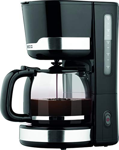 ECG Kaffeemaschine – Filterkaffee – Tee – 12 Tassen – 1,5 Liter – Schalter mit LED-Anzeige – Anti-Tropf-Funktion – schwarz KP 2115 Black