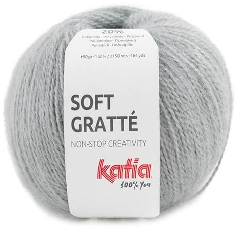 Lanas Katia Soft Gratte Pelote de laine Argenté 64 - Yarn - 80% Acrylique / 20% Polyamide - 50g - 150m