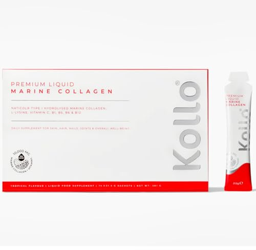 Kollo Marine Liquid Collagen 10,000mg 14 Sachets Clinically Tested | Informed Choice Certified premium marine collagen liquid with Vitamins B & C ideal for everyday wellness and beauty support