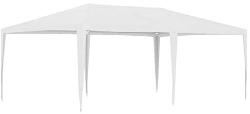 vidaXL Tente de Réception Tonnelle de Patio Chapiteau de Jardin Pavillon d'Extérieur Belvédère de Terrasse Voyages de Camping 4x6 m Blanc