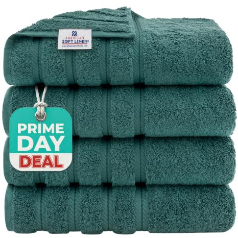 American Soft Linen Premium, Turkish Cotton Towel Set Luxury Hotel & Spa Quality for Maximum Softness & Absorbency (4-Piece Bath Towel Set, Colonial Blue)