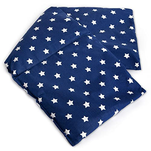 GIRAFFENLAND Traubenkernkissen 20x50cm groß 3-Kammer - Wärmekissen, Körnerkissen - Kissen - Sterne-blau, 50 x 20 cm, Traubenkerne