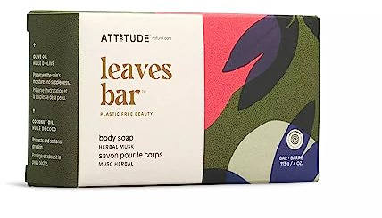 ATTITUDE Savon pour le Corps en Barre, EWG Verified, Ingrédients d'Origine Naturelle, Testé Dermatologiquement, Végane et Sans Plastique, Musc Herbal, 113 g
