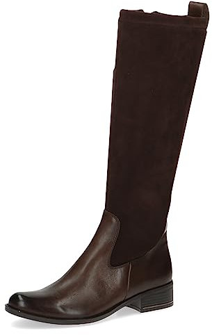 CAPRICE Damen Hohe Stiefel mit Absatz Runde Spitze Blockabsatz, Braun (Dk Brown Comb), 39 EU