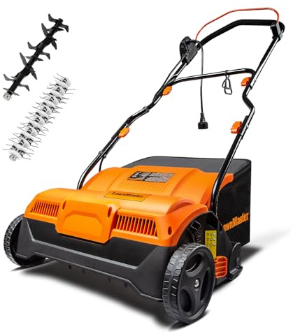 LawnMaster GVB1316 Electric 16” 13 Amp Dethatcher and Scarifier with 12 Gallon Collection Bag