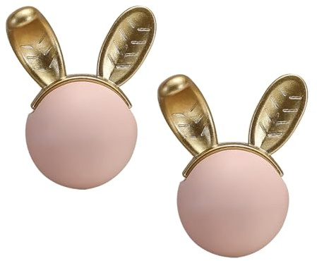 2pcs Boutons Porte pour Enfants Style lapin Poignées D'armoire en porcelaine Céramique Alliage de zinc Poignet de Placard,Tirage de Meubles pour Tiroir,Armoires,Cuisine,Salon (Pink)