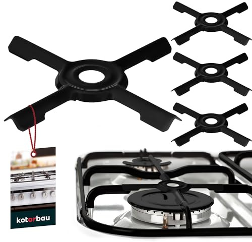 KOTARBAU® 4er Set Gasherd Aufsatz - 125 x 125 mm - Gasherdkreuz - Universal Topfträger für Gaskochfelder - Aufsatz für Campingkocher - Gasherd Kreuz für kleine Töpfe - Blech - Emailliert - Schwarz