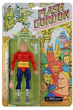 NECA King Features - Action figure in scala 17,8 cm, Flash Gordon (aspetto classico giocattolo)