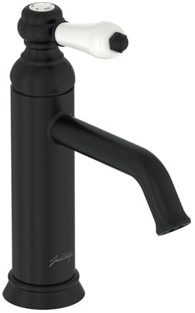 Jacob Delafon - Mitigeur lavabo Louise - Design Rétro, poignée céramique - Économie d’eau - Installation facile - 17x23,20x5,5cm - Finition Noir Mat - E24360-BL