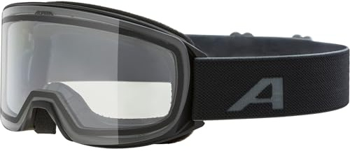 ALPINA NAKISKA Q-LITE - Maschera da sci OTG anti-appannamento, estremamente robusta e infrangibile, protezione UV 100% per adulti, black matt