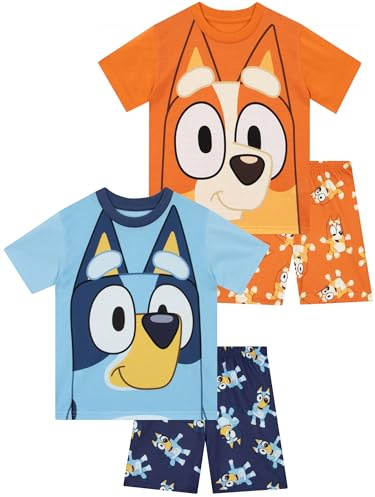 Bluey Pyjamas | 2-Pack Pojkpyjamas | Bingo Korta Pyjamas För Pojkar | Blå 128