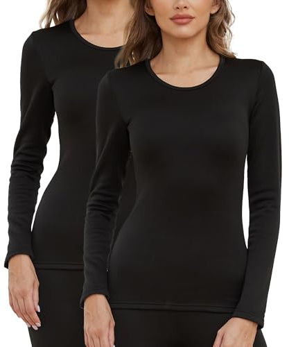 The Essentials Wardrobe 2PK Ladies TEW Long Sleeved Thermal Top - Black - 20-22