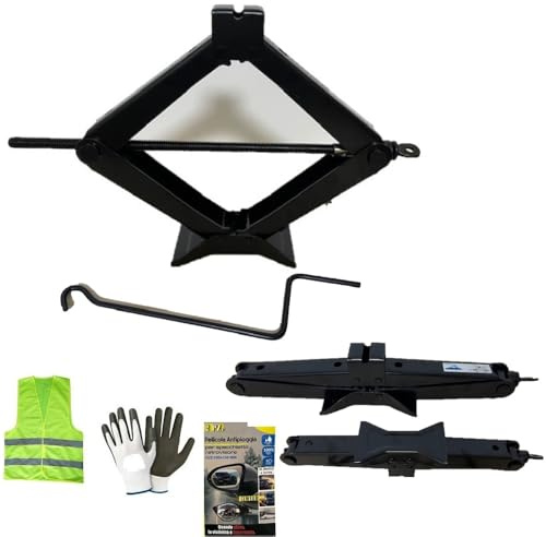 COMPATIBILE CON JEEP RENEGADE CRIC PER AUTO DA 2 TONNELLATE CRICK A PANTOGRAFO CON ASTA GIREVOLE OMOLOGATO PER SOLLEVAMENTO GOMME ALZATA MIN 100MM-MAX 440MM