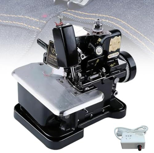 UORDBY Máquina Overlock de Tres Hilos para Uso Doméstico, 3000 Puntadas/Min, Longitud de Puntada y Velocidad Ajustables, para Telas Gruesas (Mezclilla, Lona, Tapicería) Black