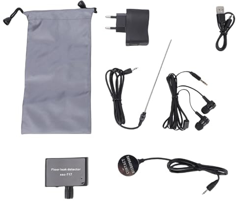 Détecteur de Fuite d‘Eau Professionnel sans Fil, Amplification Sonore 20000x, Double Sonde et Casque, pour Détection sur Tuyaux, Béton, Acier sur Chantier, 6x6x2.2cm