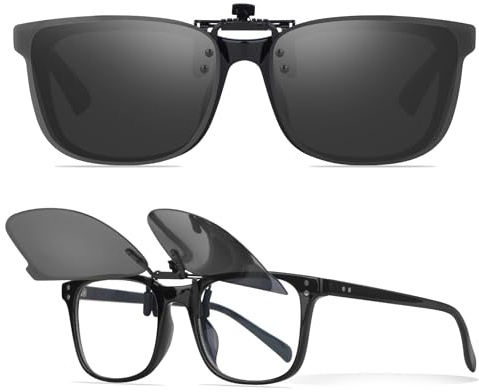 Ulknyss Polarizadas Clip Gafas de Sol - UV400 Flip Up Lente para Gafas de Graduadas Hombres Mujeres